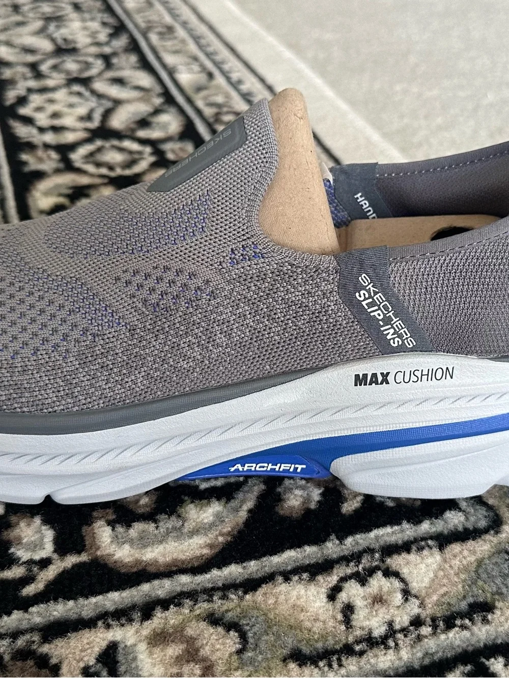 Skechers Men's Slip-On Athletic Shoes - Light Gray with Blue Accents